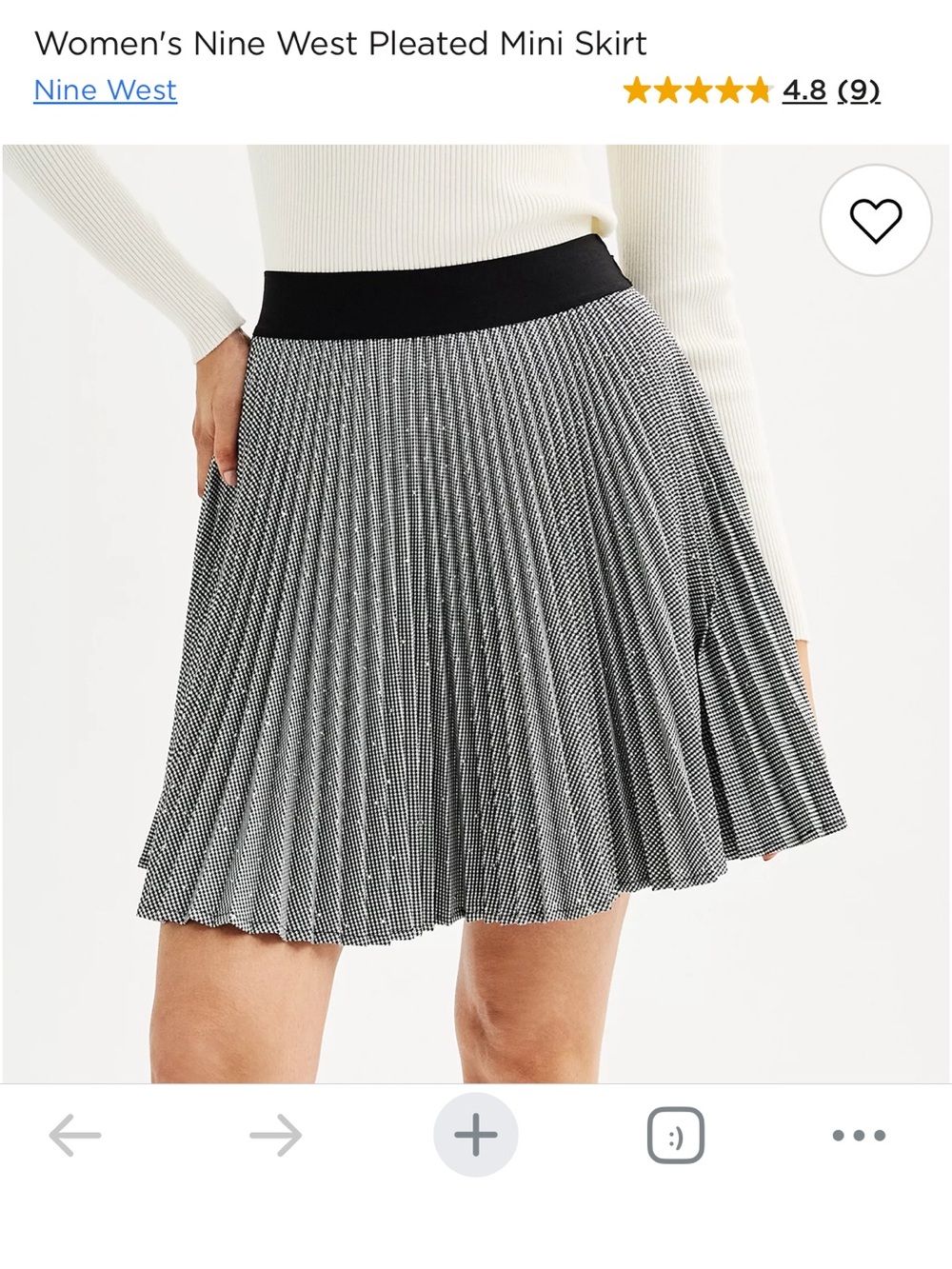 Nine West Black & White Pleated Mini Skirt Women’s Large